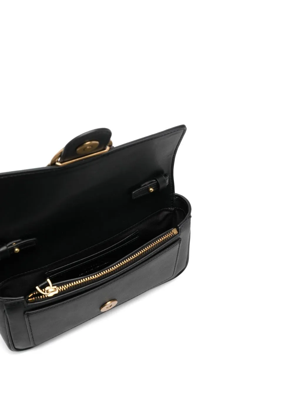 Pinko borsa a tracolla Love One Pocket in pelle con borchie nero oro
