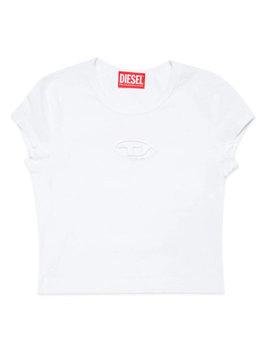 Diesel T-shirt manica corta Tangie con logo cut out bianco