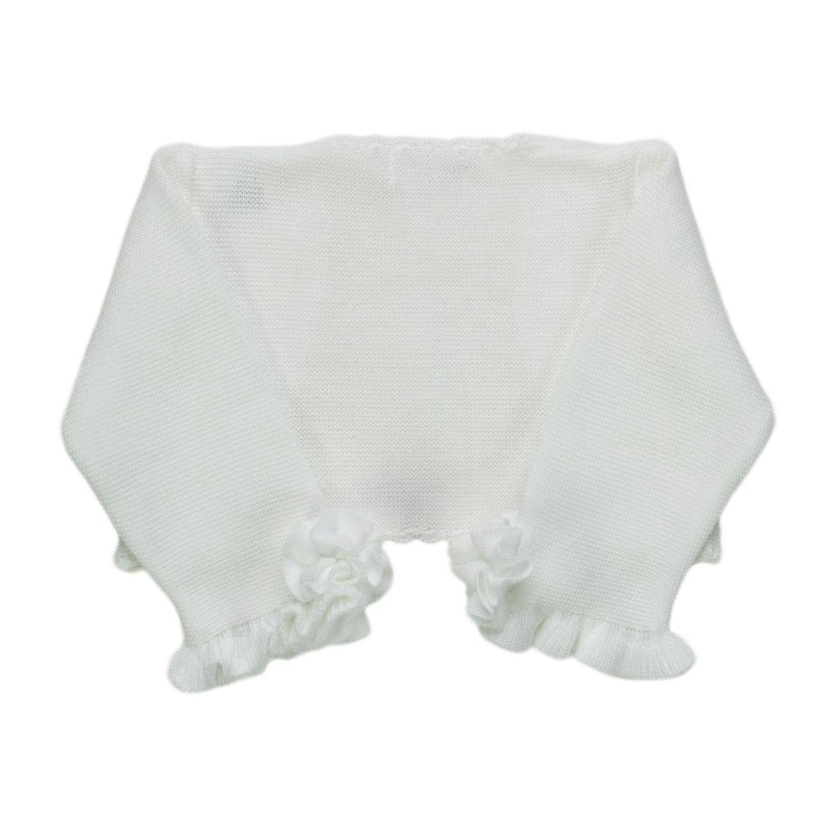 MIMILU' Coprispalle a manica lunga con applicazioni floreali Bianco