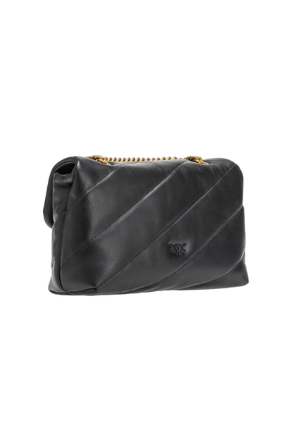 Pinko borsa Love Bag Puff Classic in pelle trapuntata nero oro