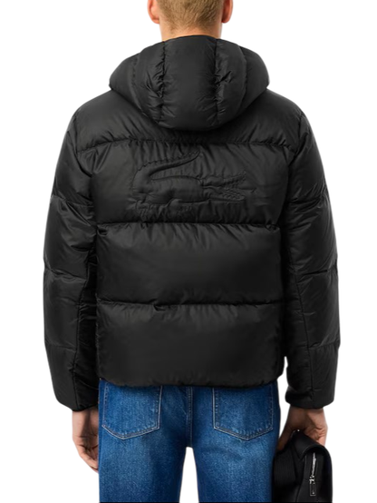 Lacoste piumino impermeabie con cappuccio nero