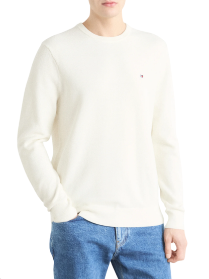 Tommy Hilfiger maglia girocollo in cotone avorio