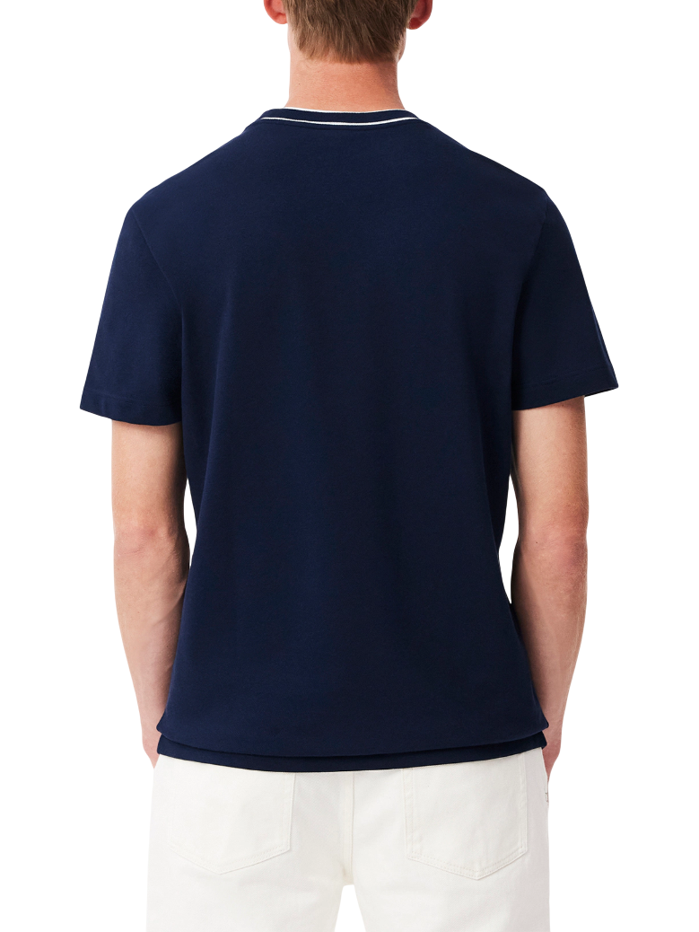 Lacoste T-shirt in piquè con colletto a righe blu