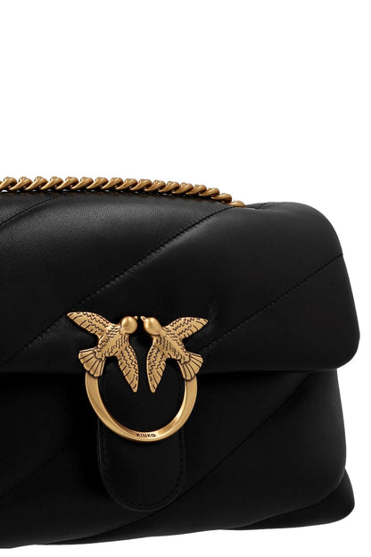 Pinko borsa Love Bag Puff Classic in pelle trapuntata nero oro