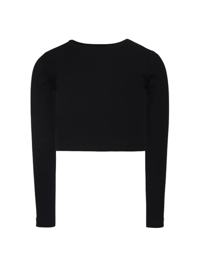 Diesel T-shirt manica lunga a costine nero