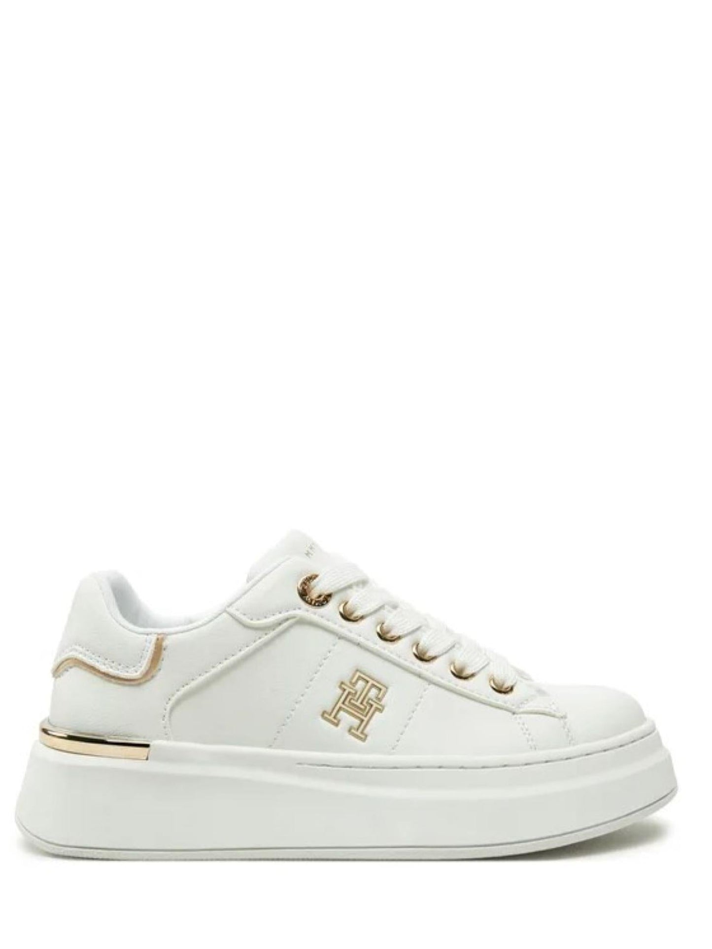 Tommy Hilfiger sneakers in ecopelle con logo bianco oro