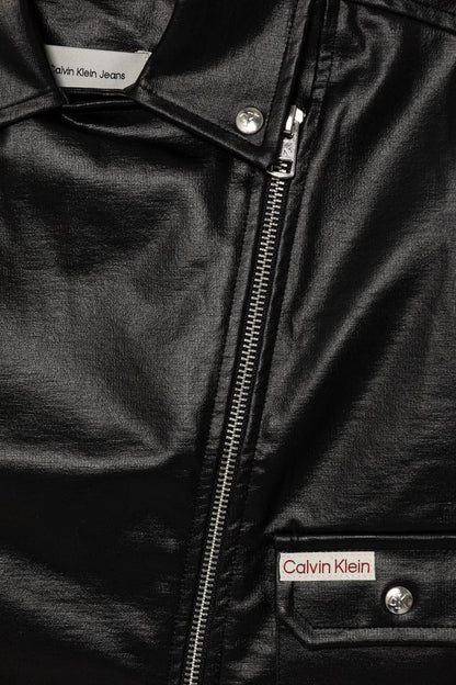 Calvin Klein giubbino biker bambina in ecopelle nero