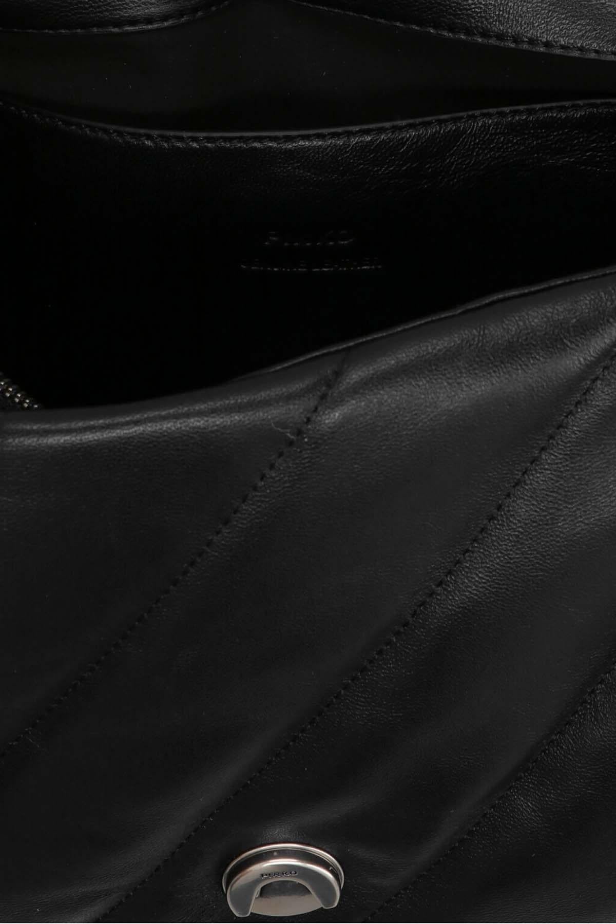 Pinko borsa Love Bag Puff Classic in pelle trapuntata nero argento