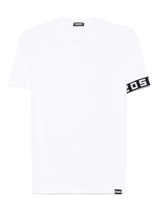 Dsquared2 T-shirt manica corta con dettaglio logato bianco