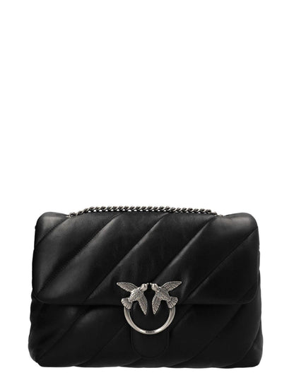 Pinko borsa Love Bag Puff Classic in pelle trapuntata nero argento