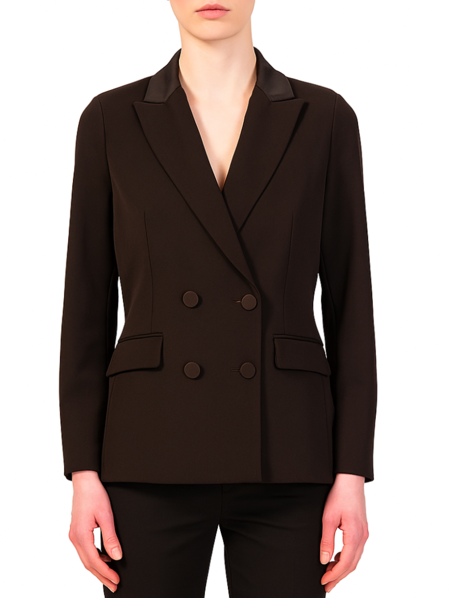 Vicolo giacca blazer doppiopetto in crepe marrone