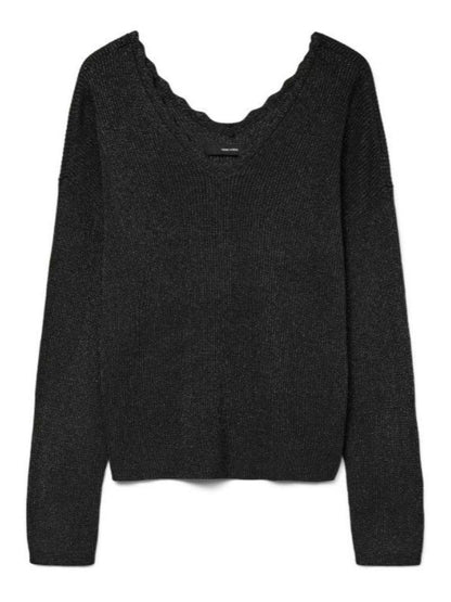 Vero Moda maglia in lurex con scollo a V nero - mem39