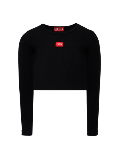 Diesel T-shirt manica lunga a costine nero