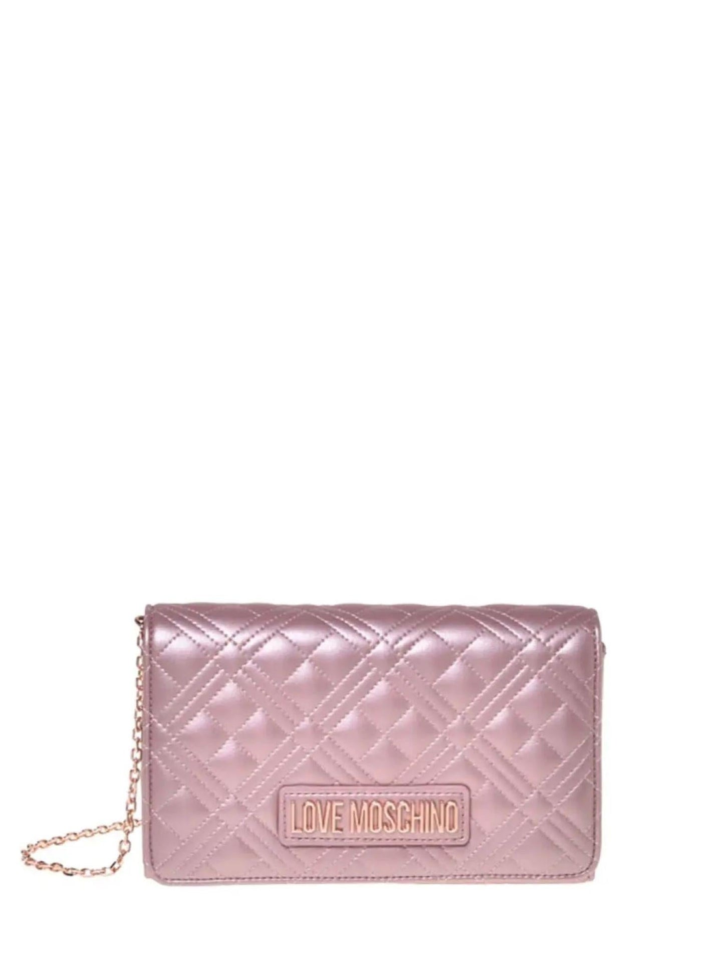 Love Moschino borsa a tracolla in ecopelle trapuntata laminata rosa