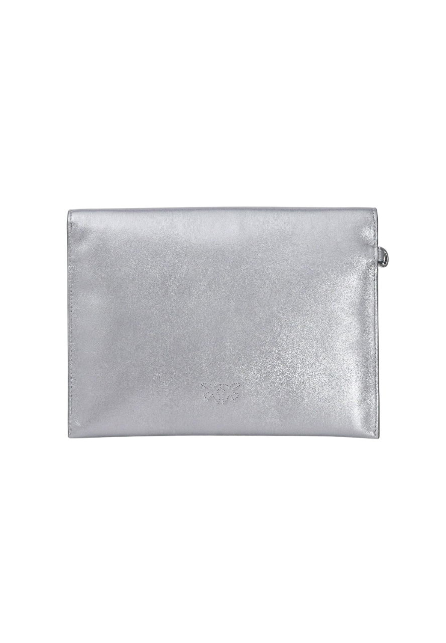 Pinko pochette Flat Purse in pelle argento
