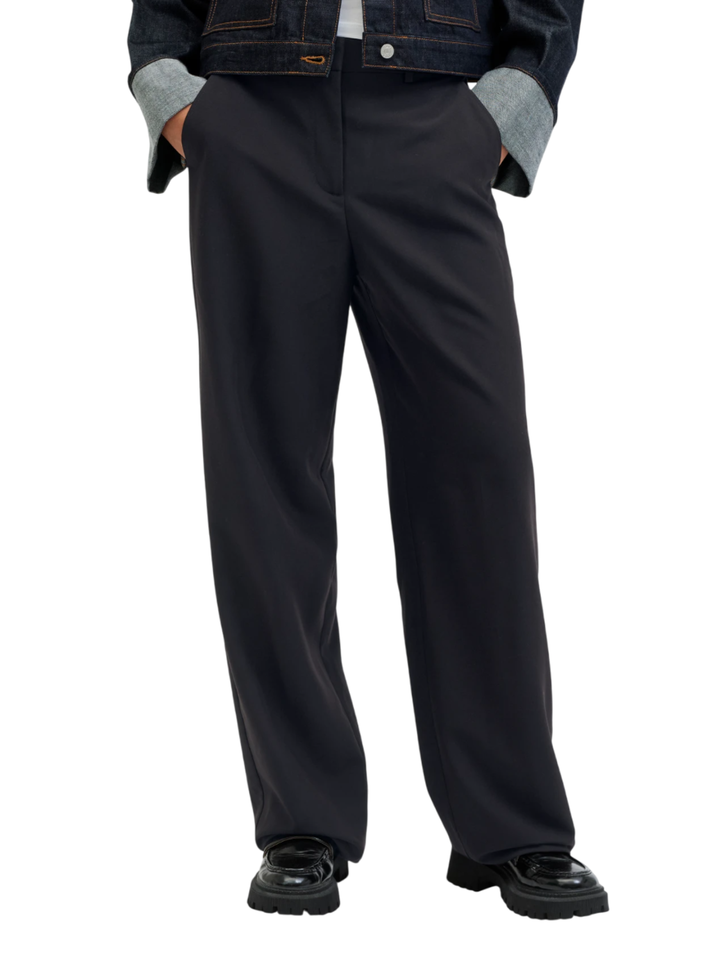 Jjxx pantaloni gamba dritta vita alta nero