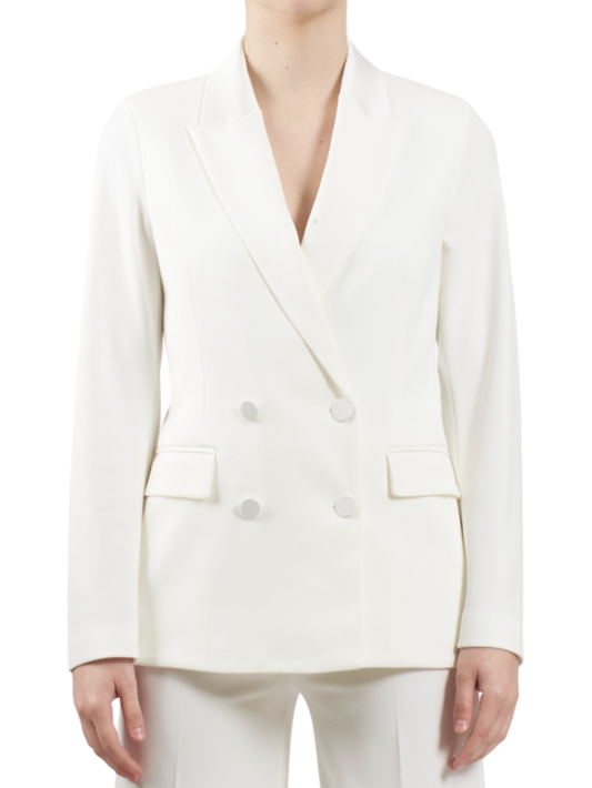 Vicolo giacca blazer doppiopetto in crepe panna