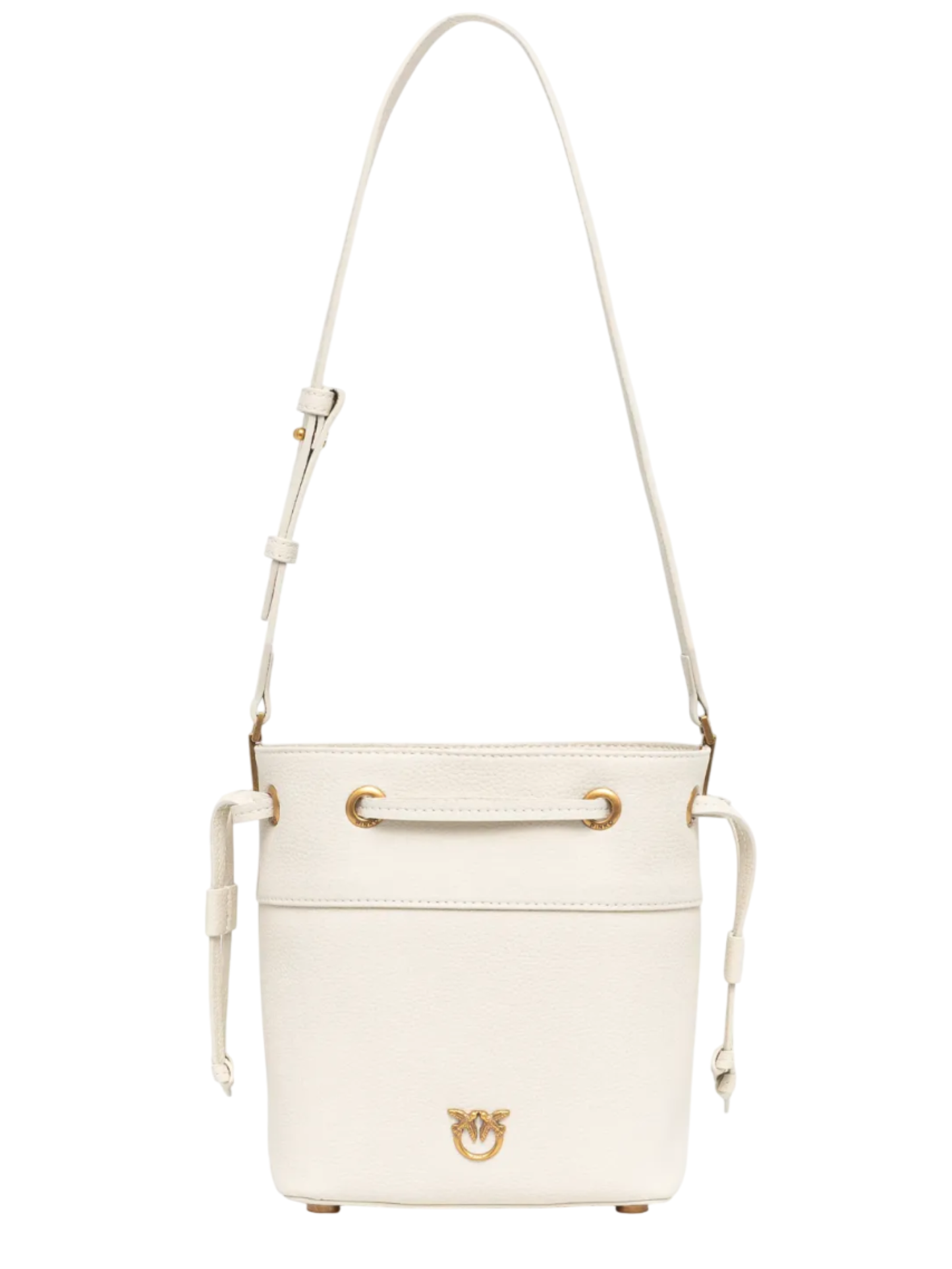 Pinko borsa a secchiello in pelle martellata bianco