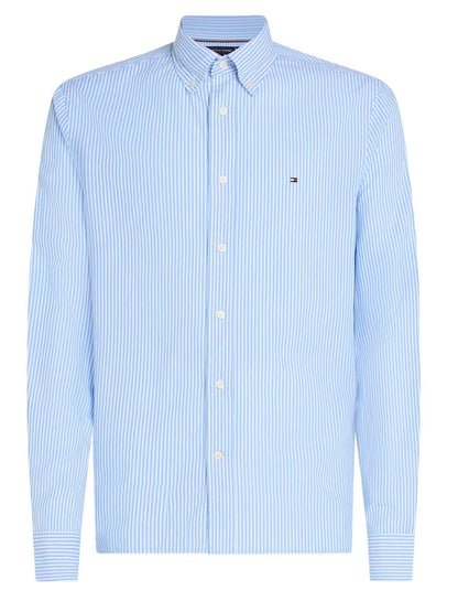 Tommy Hilfiger camicia manica lunga a righe celeste bianco