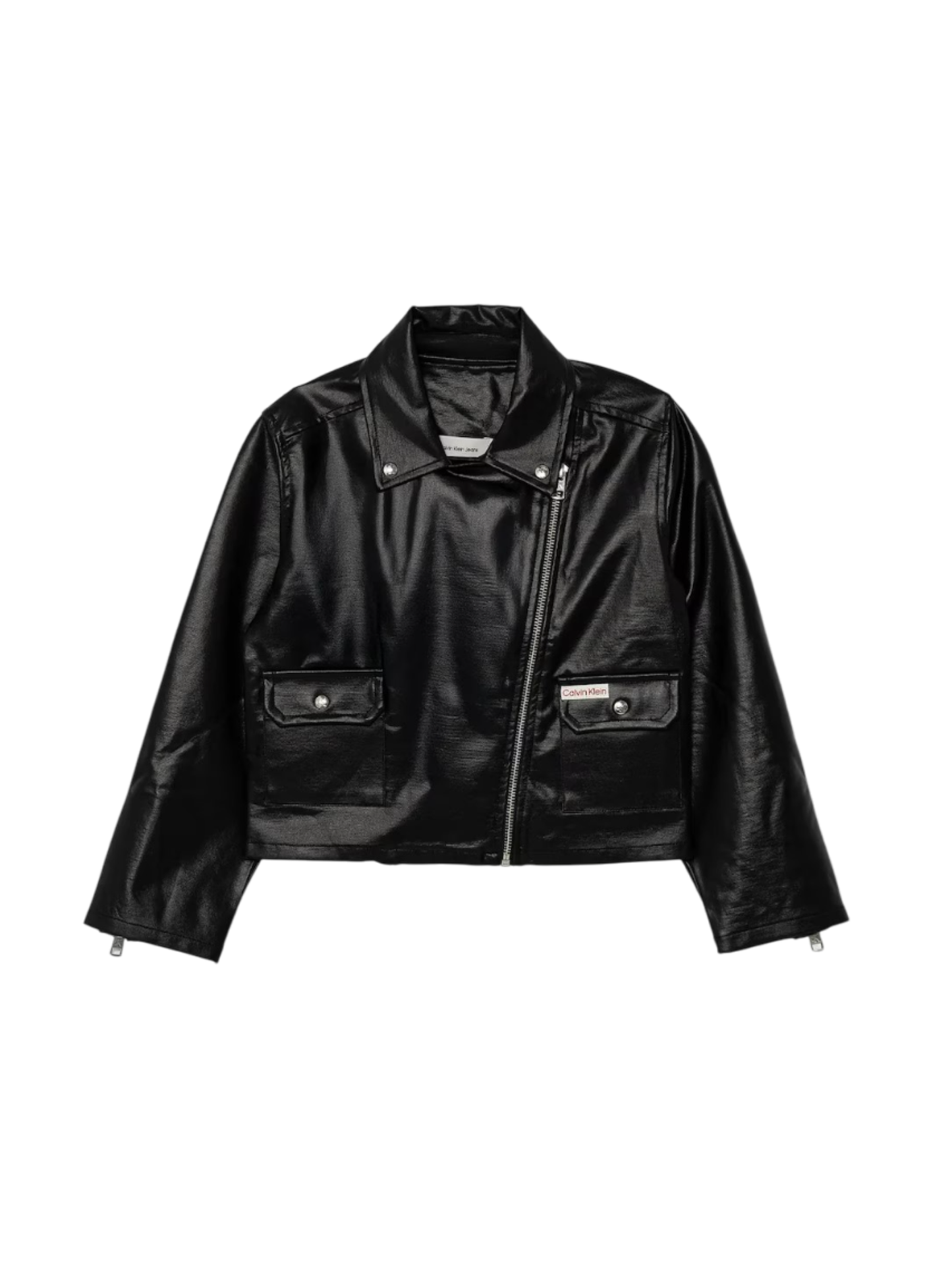 Calvin Klein giubbino biker bambina in ecopelle nero