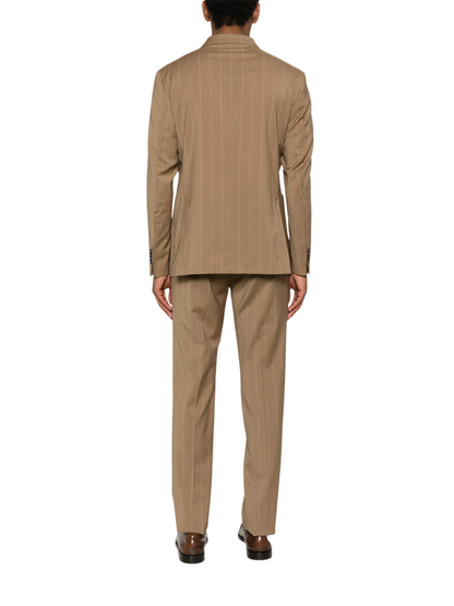 Manuel Ritz abito uomo doppiopetto in fantasia gessata marrone cammello