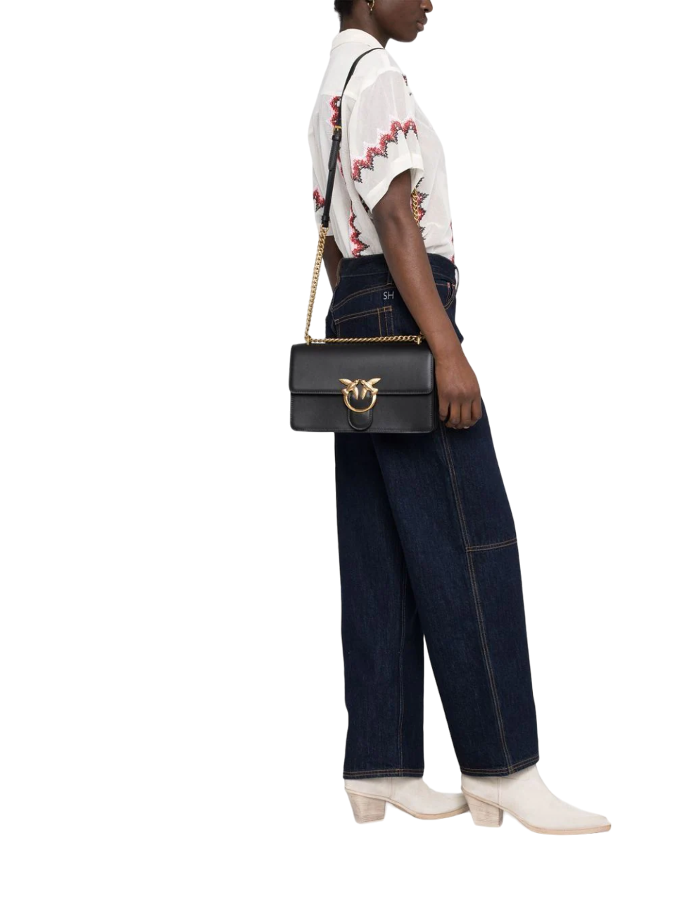 Pinko borsa Love Bag Classic One Simply in pelle nero oro