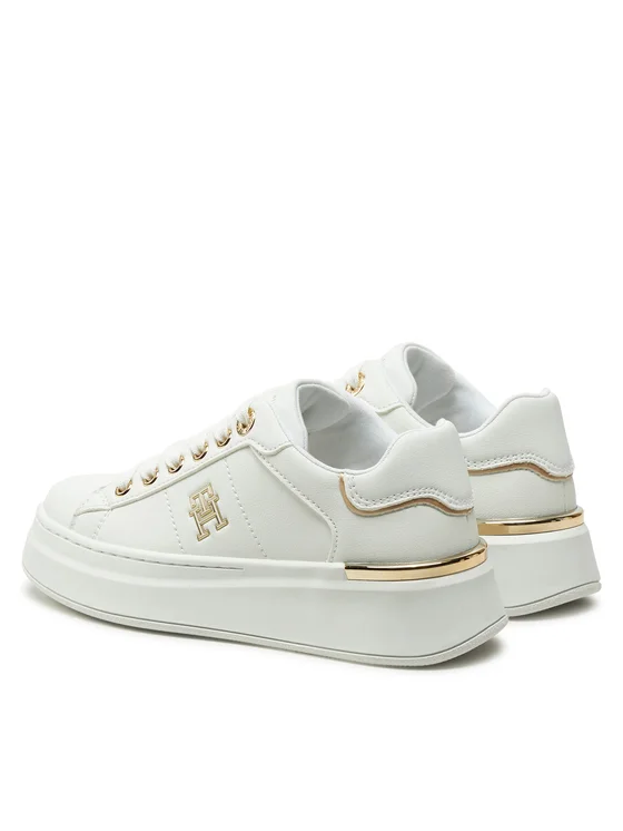 Tommy Hilfiger sneakers in ecopelle con logo bianco oro