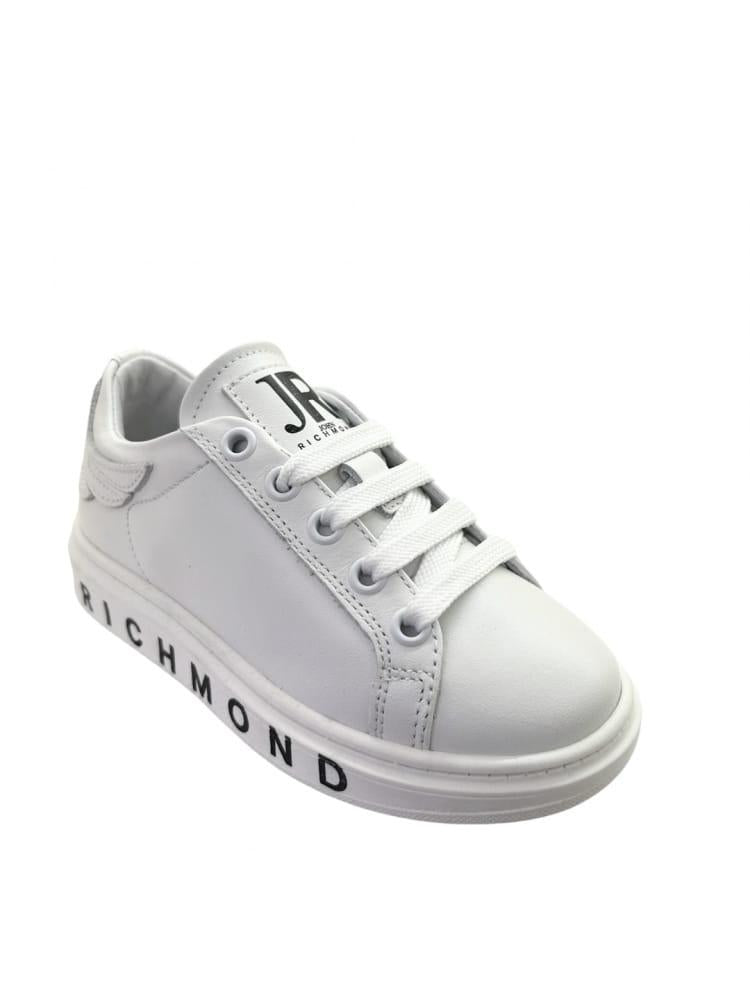 John Richmond sneakers in pelle con stampa logo bianco