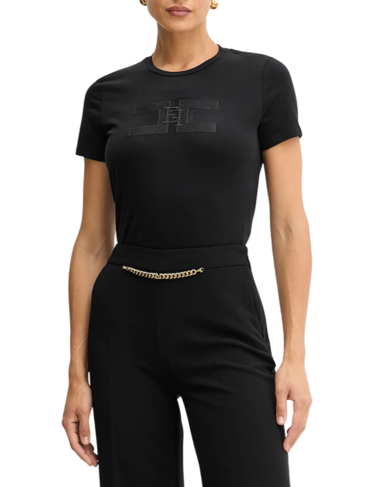 Elisabetta Franchi T-shirt manica corta con logo nero