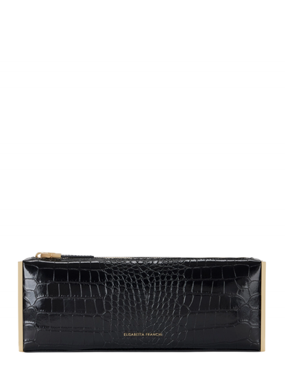 Elisabetta Franchi pochette baguette in ecopelle coccodrillo nero