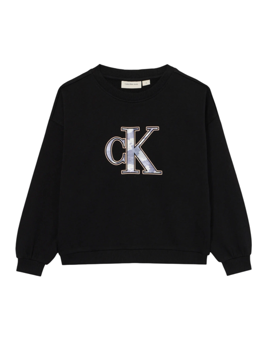Calvin Klein Jeans felpa bambina con logo monogram nero