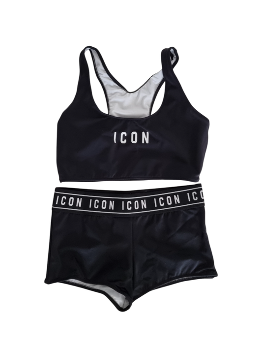 Icon bikini bambina top e culotte nero