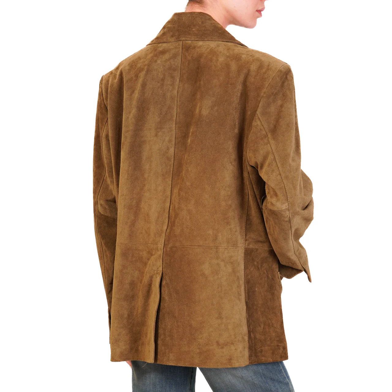 Vicolo giacca blazer in pelle scamosciata marrone fango