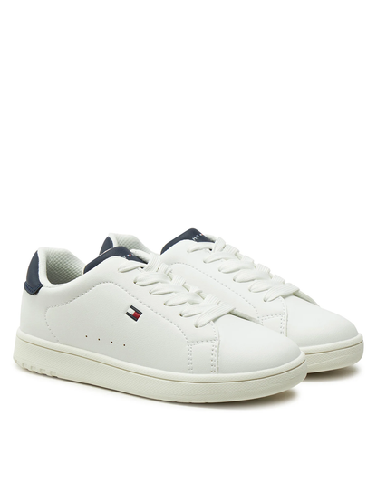 Tommy Hilfiger sneakers Low Cut in ecopelle con bandierina bianco