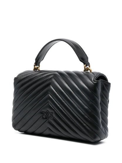 Pinko borsa Love Bag Lady Puff Mini in pelle chevron nero oro
