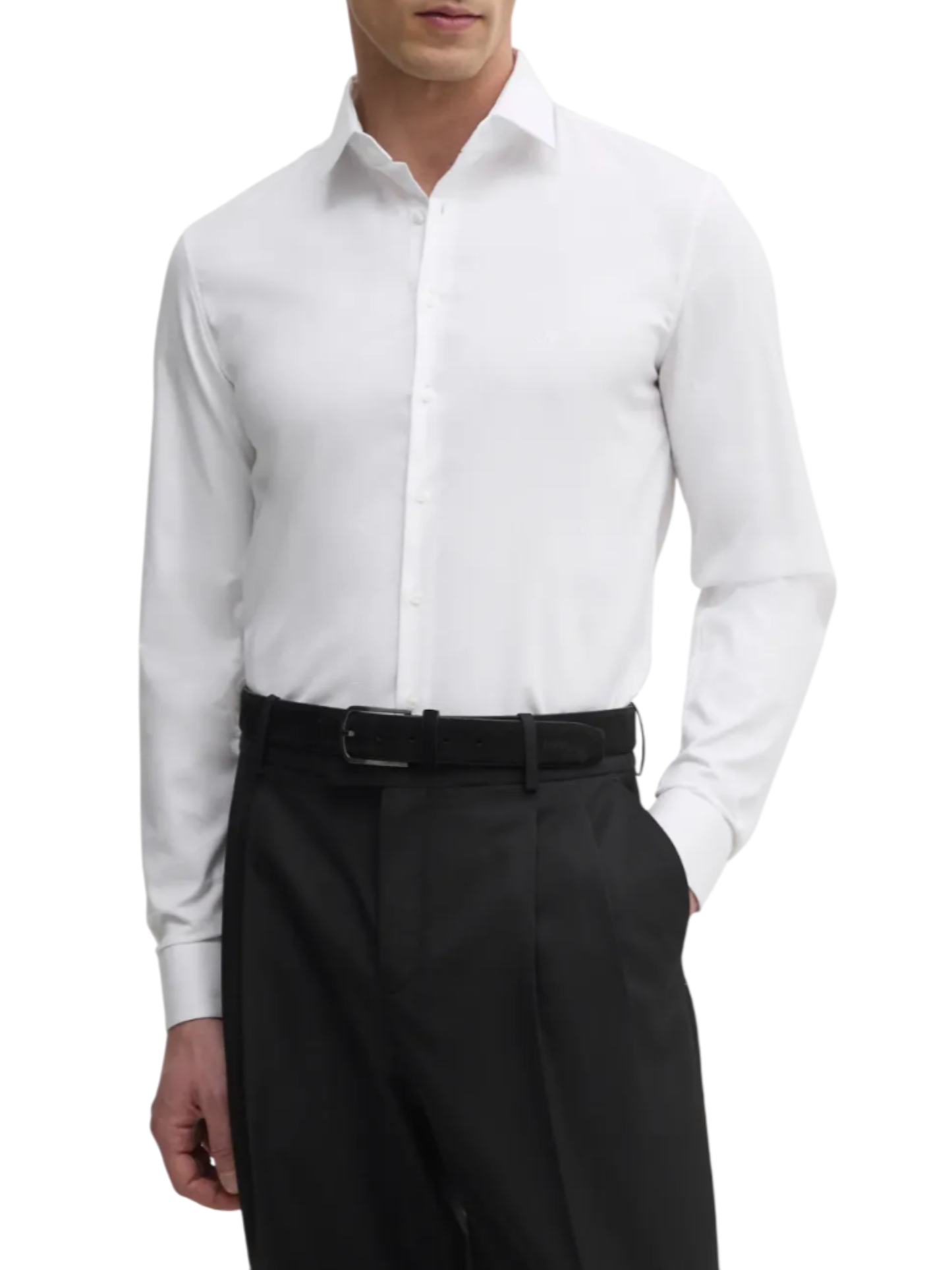 Calvin Klein camicia manica lunga slim fit bianco