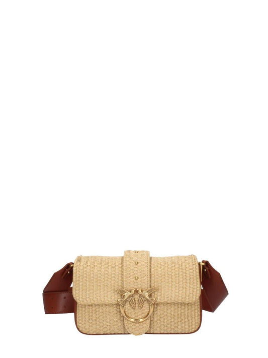 Pinko borsa Love One Mini Slouchy in rafia beige