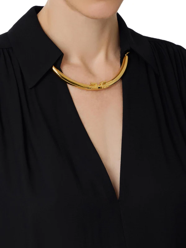 Elisabetta Franchi camicia in georgette con collana nero
