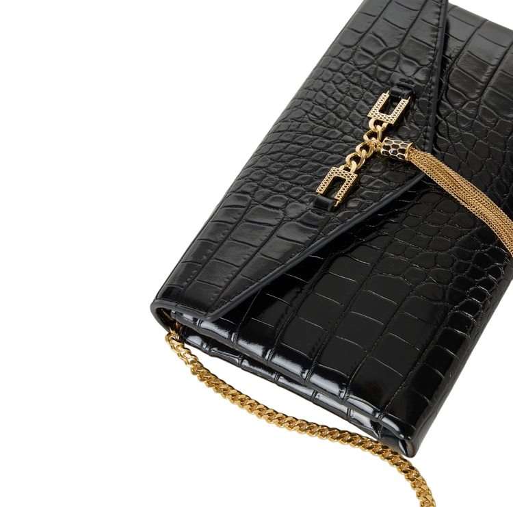Elisabetta Franchi pochette in ecopelle coccodrillo nero