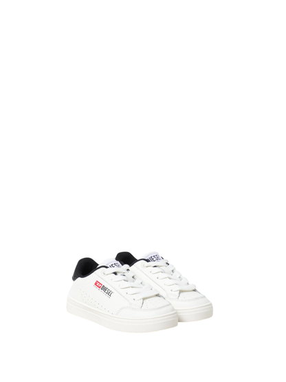 Diesel sneakers con logo iconico in pelle bianco