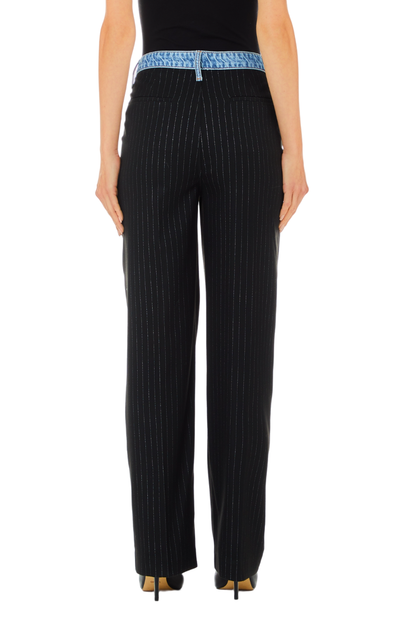 Liu Jo pantaloni gessati gamba dritta nero