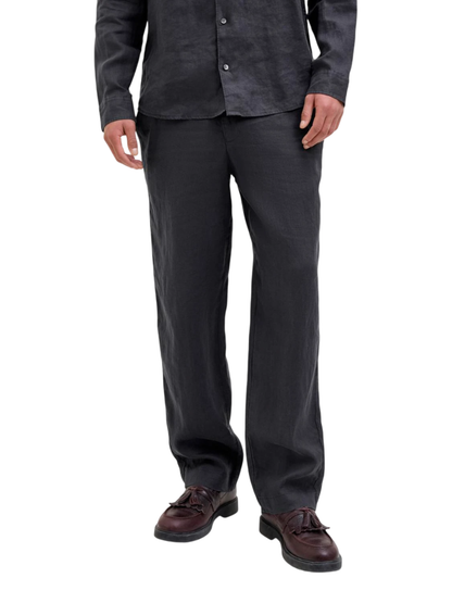 Jack&Jones pantaloni in lino gamba dritta nero