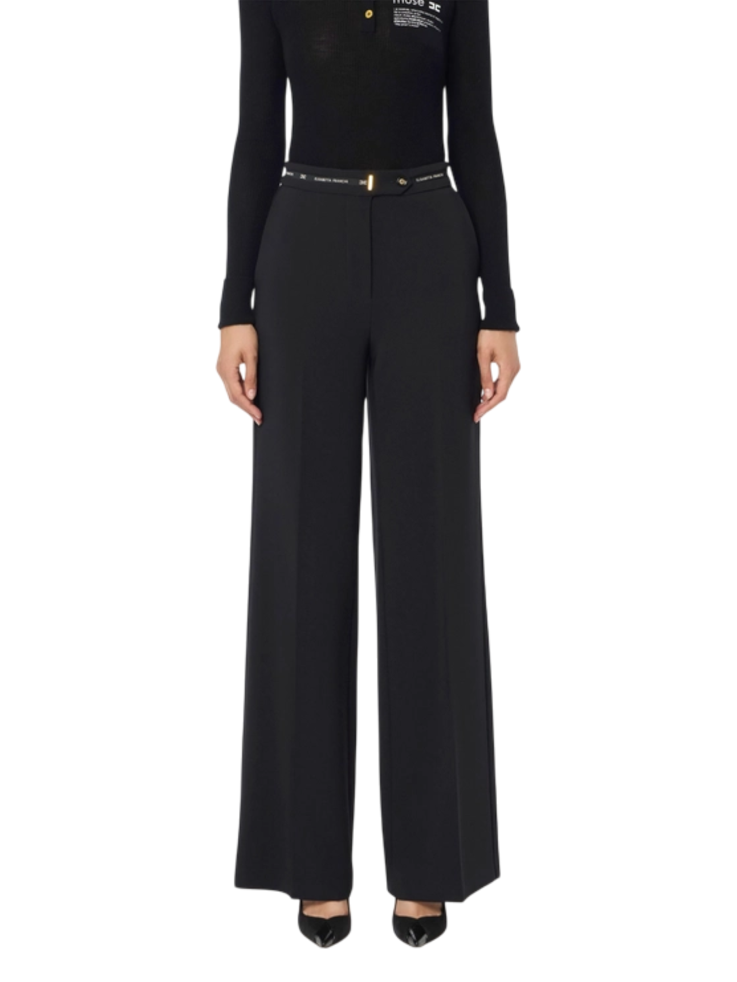 Elisabetta Franchi pantaloni palazzo in crepe nero