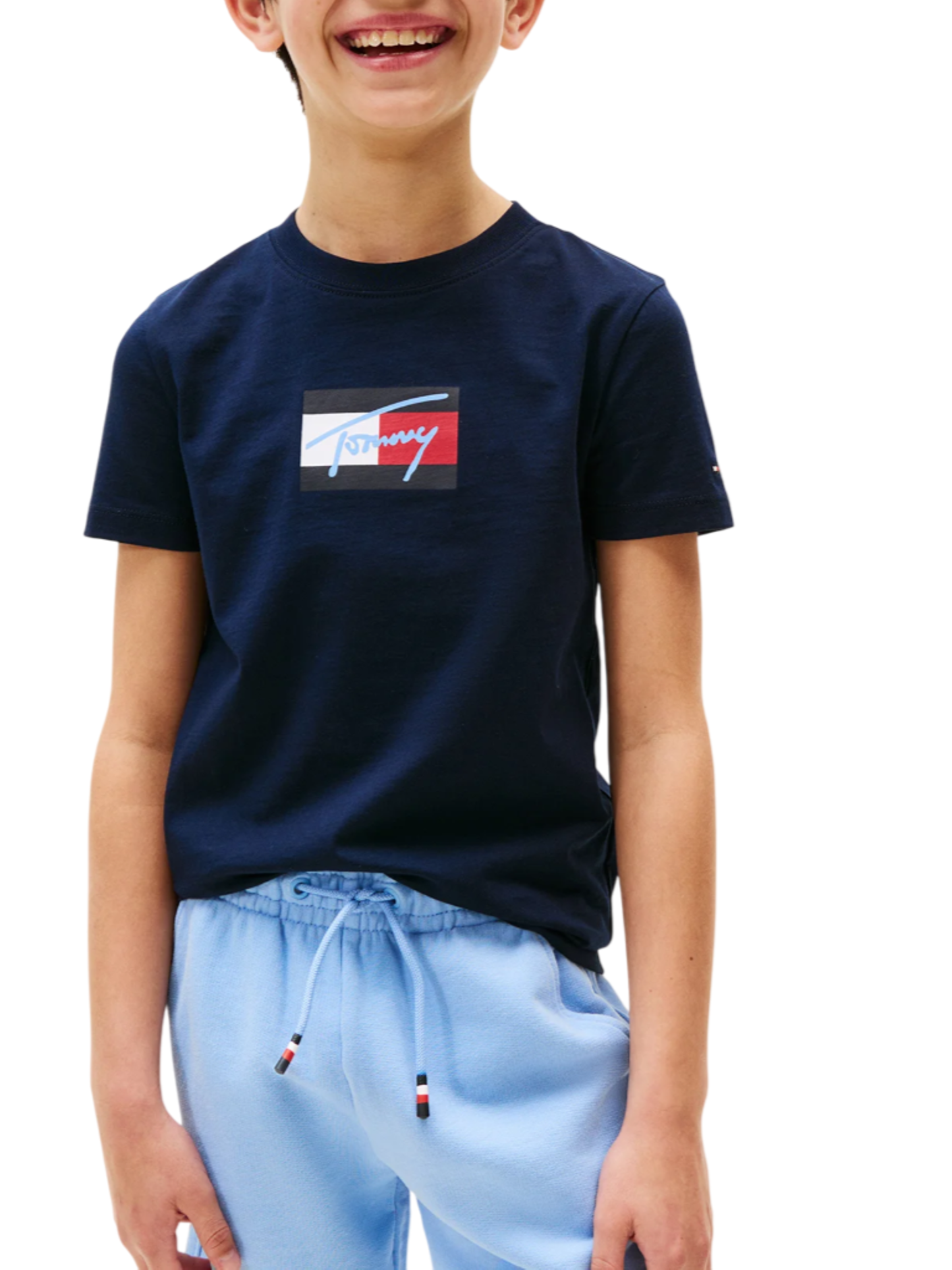 Tommy Hilfiger T-shirt manica corta con bandierina iconica blu