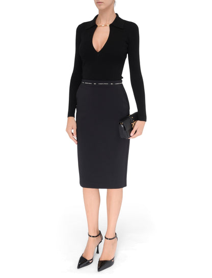 Elisabetta Franchi maglia a costine con dettaglio gioiello nero