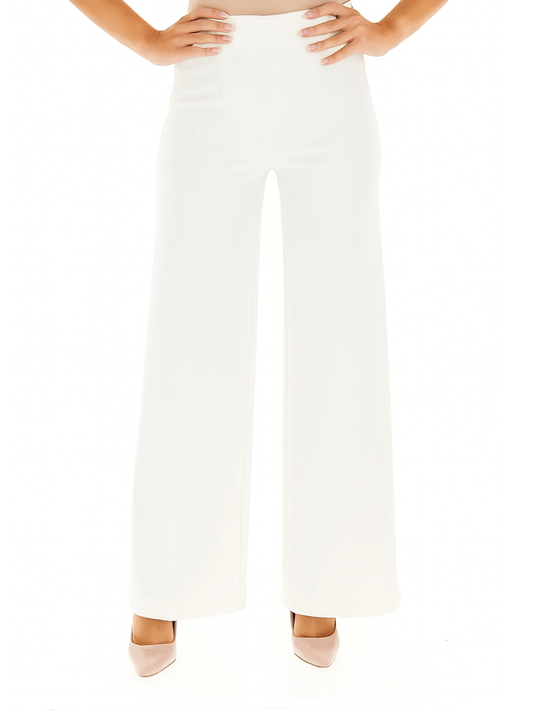 Vicolo pantaloni palazzo in crepe panna