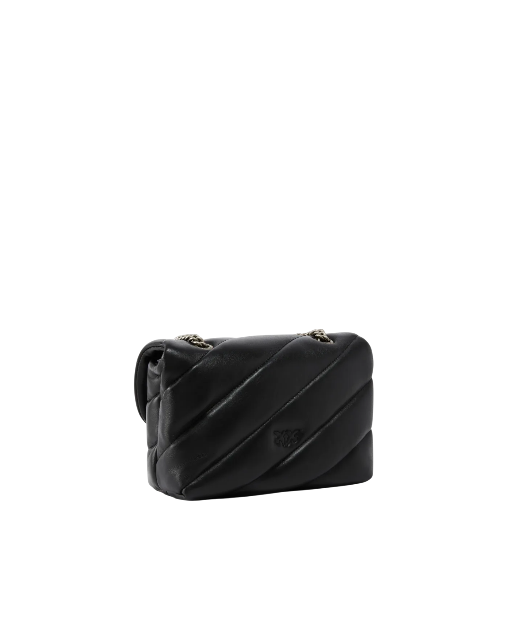 Pinko borsa Love Bag Mini Puff in pelle trapuntata nero argento
