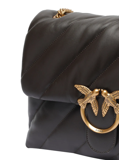 Pinko borsa Love Big Puff Maxi Quilt in pelle trapuntata nero oro