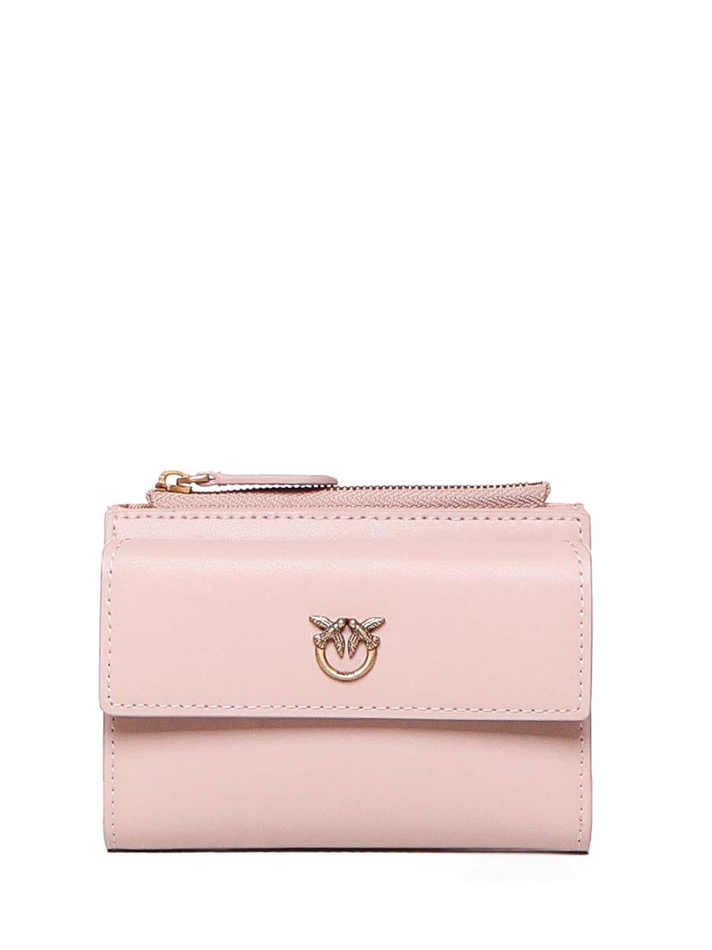 Pinko portafogli Compact in pelle con tasca esterna rosa