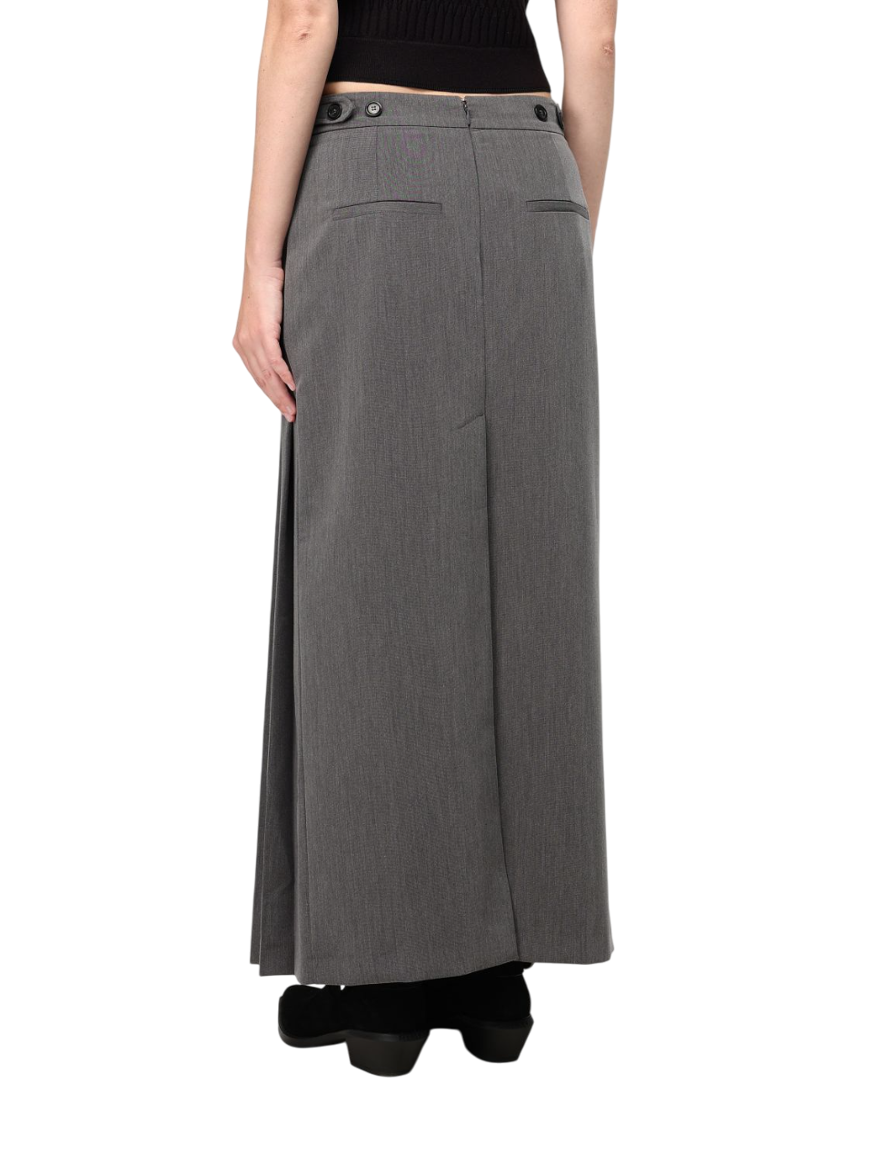 Pinko gonna midi Boito a pieghe grigio